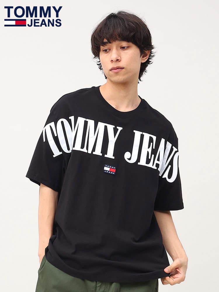 TOMMY JEANS (トミージーンズ) BIGロゴ クルーネック 半袖 Tシャツ SKATER ARCHIVE BACK LOGO