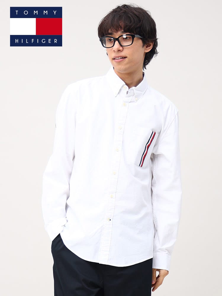 TOMMY HILFIGER (トミーヒルフィガー) ストレッチ ライン ボタンダウン 長袖 シャツ CHAS SIG STRIPE LS CF