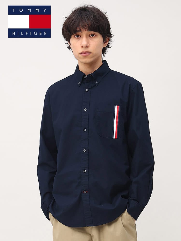 TOMMY HILFIGER (トミーヒルフィガー) ストレッチ ライン ボタンダウン 長袖 シャツ CHAS SIG STRIPE LS CF