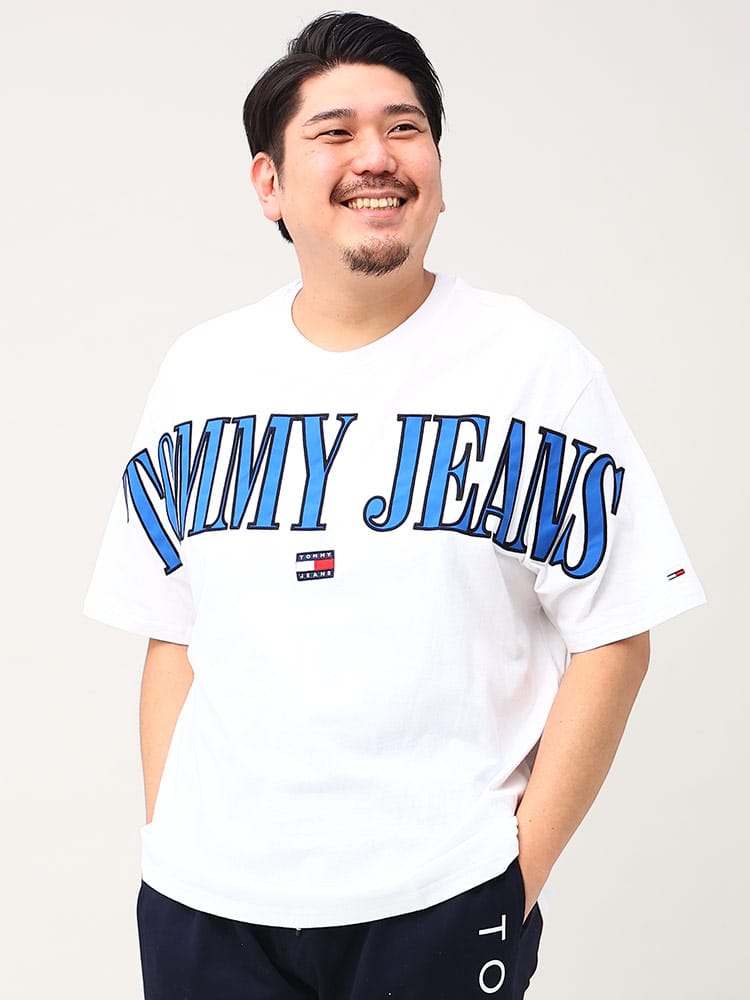 大きいサイズ メンズ TOMMY JEANS (トミージーンズ) 綿100％ BIGロゴ クルーネック 半袖 Tシャツ SKATER ARCHIVE