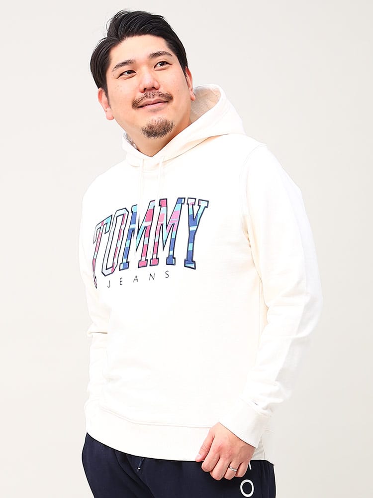 在庫処分 返品交換不可 パーカー 裏毛 ロゴ刺繍 プルオーバー スウェット REG TARTAN TOMMY HOODIE (TOMMY JEANS) トミージーンズ 大きいサイズ メンズ