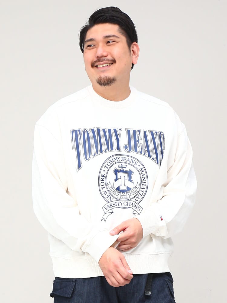 在庫処分 返品交換不可 トレーナー フロントプリント クルーネック スウェットシャツ (TOMMY JEANS) トミージーンズ 大きいサイズ メンズ