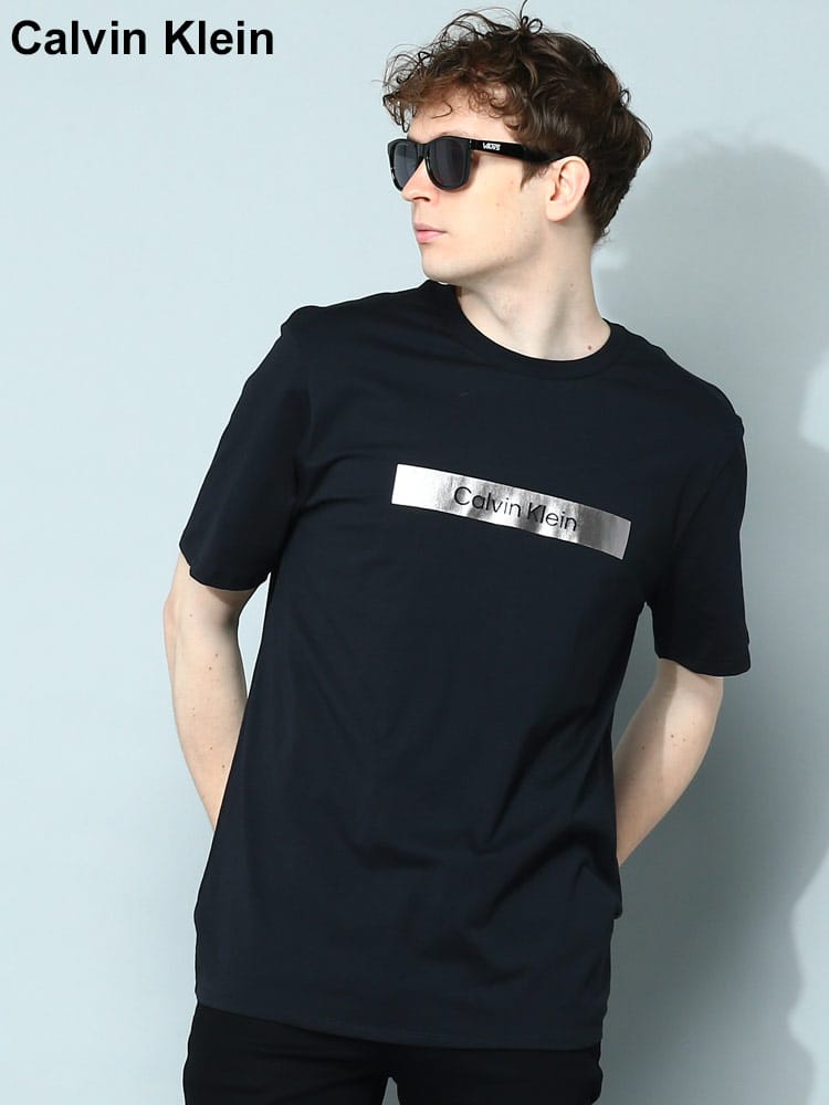 Calvin Klein (カルバンクライン) 箔プリント クルーネック 半袖 Tシャツ CK40MC839 ブランド メンズ