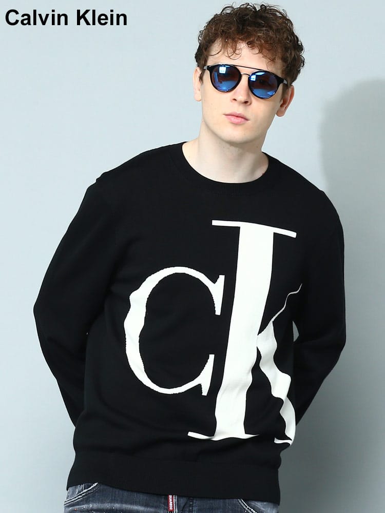 Calvin Klein (カルバンクライン) BIGロゴ クルーネック ニット セーター CK40LM301 ブランド メンズ