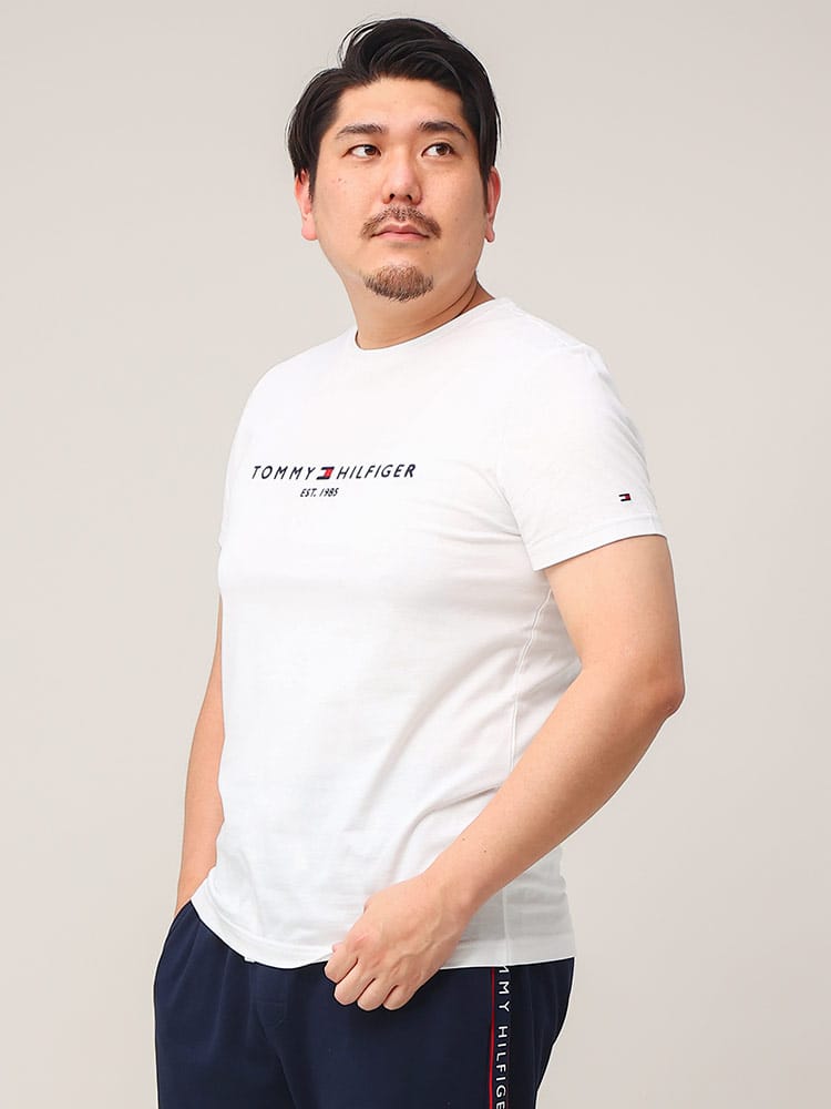 大きいサイズ メンズ TOMMY HILFIGER (トミーヒルフィガー) ロゴ刺繍 クルーネック 半袖 Tシャツ