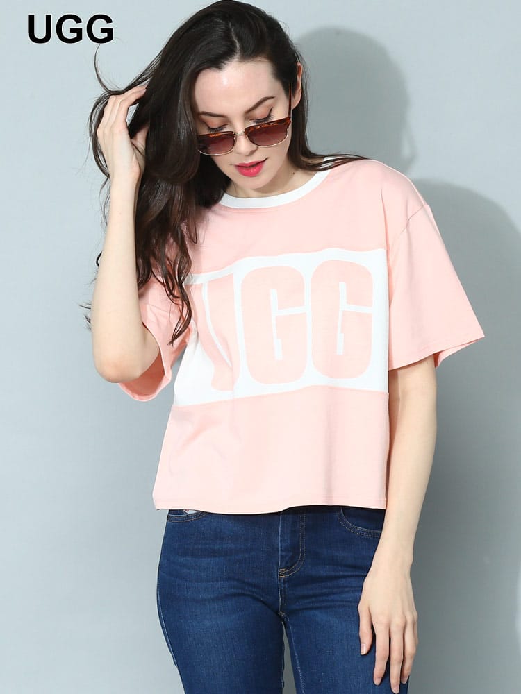 UGG Australia (アグオーストラリア) BIGロゴ クルーネック 半袖 Tシャツ Jordene Colorblocked Logo Tee UGGL1136881レディース ブランド