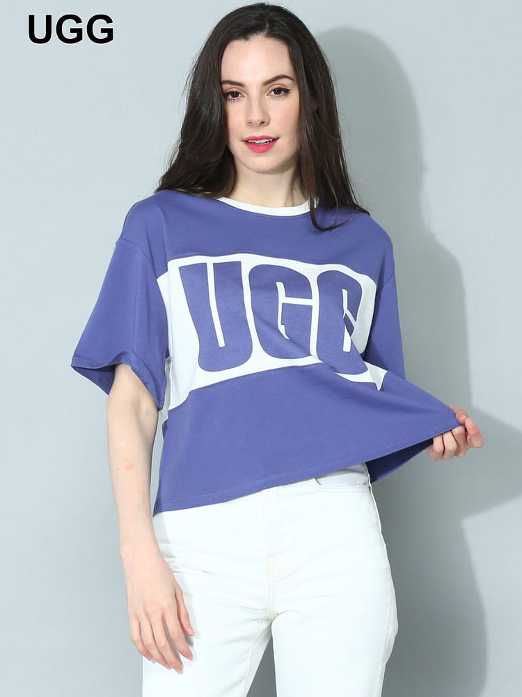 UGG Australia (アグオーストラリア) BIGロゴ クルーネック 半袖 Tシャツ Jordene Colorblocked Logo Tee UGGL1136881レディース ブランド