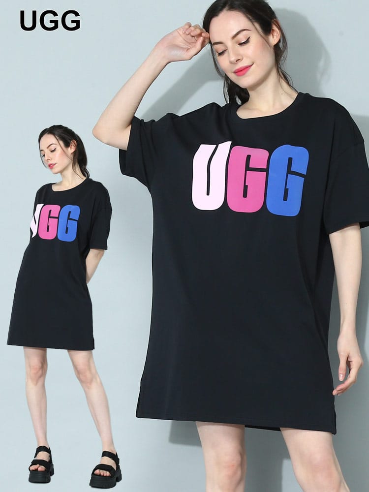 UGG Australia (アグオーストラリア) ロゴプリント クルーネック Tシャツドレス Alayah Logo T Shirt Dress UGGL1136883レディース ブランド
