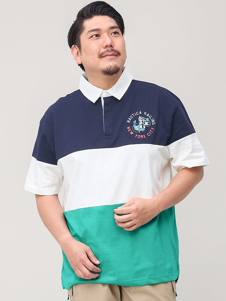 大きいサイズ メンズ NAUTICA (ノーティカ) 切り替え 半袖 ポロシャツ