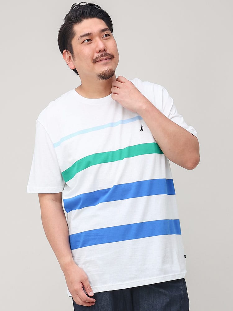 大きいサイズ メンズ NAUTICA (ノーティカ) フロントプリント クルーネック 半袖 Tシャツ