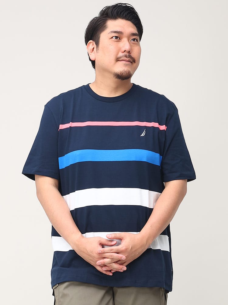大きいサイズ メンズ NAUTICA (ノーティカ) フロントプリント クルーネック 半袖 Tシャツ