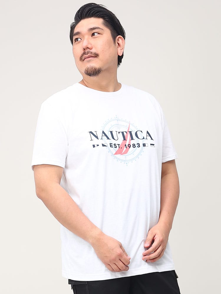 大きいサイズ メンズ NAUTICA (ノーティカ) ロゴプリント クルーネック 