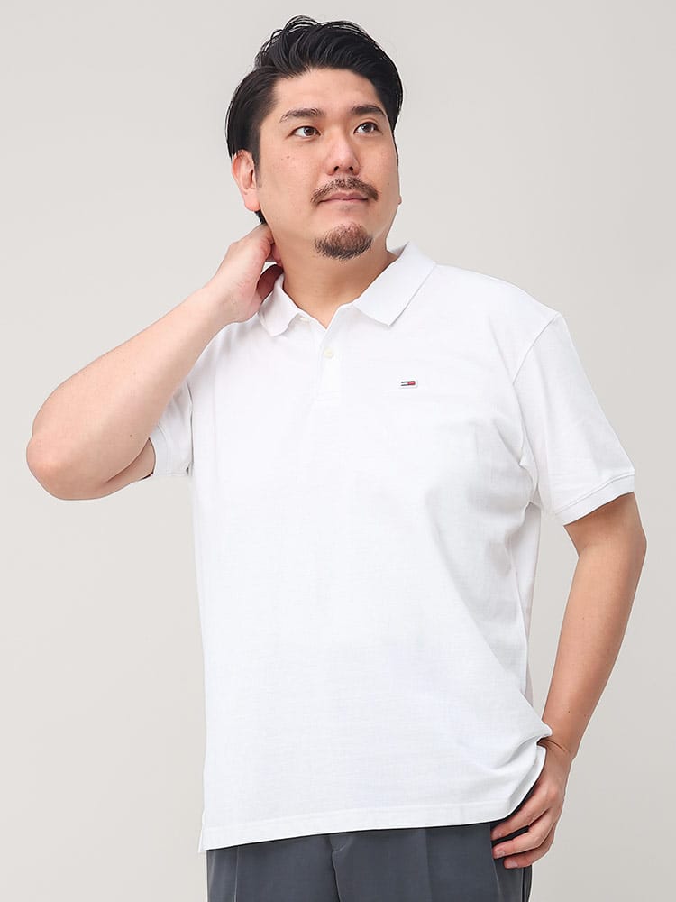 在庫処分 返品交換不可 大きいサイズ メンズ TOMMY JEANS (トミージーンズ) バックプリント 半袖 ポロシャツ