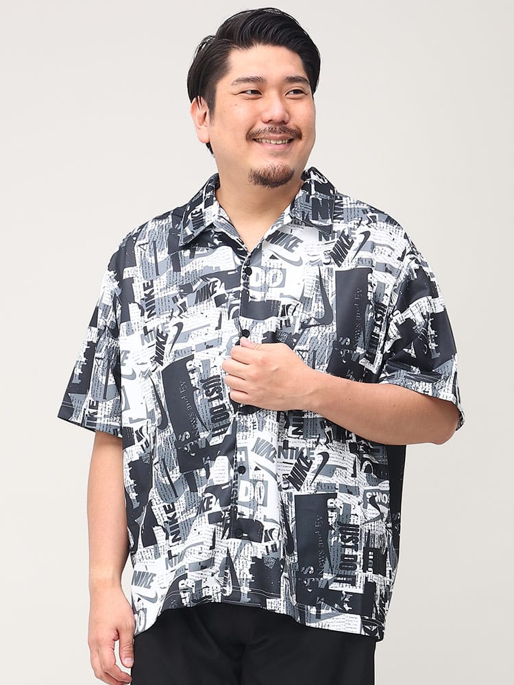 大きいサイズ メンズ NIKE (ナイキ) 総柄 オープンカラー 半袖 シャツ NK DF SS TOP SSNL