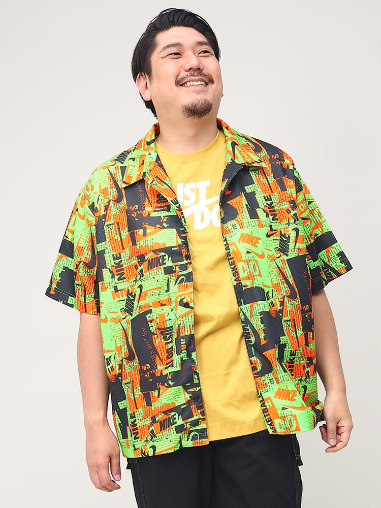 大きいサイズ メンズ NIKE (ナイキ) 総柄 オープンカラー 半袖 シャツ NK DF SS TOP SSNL