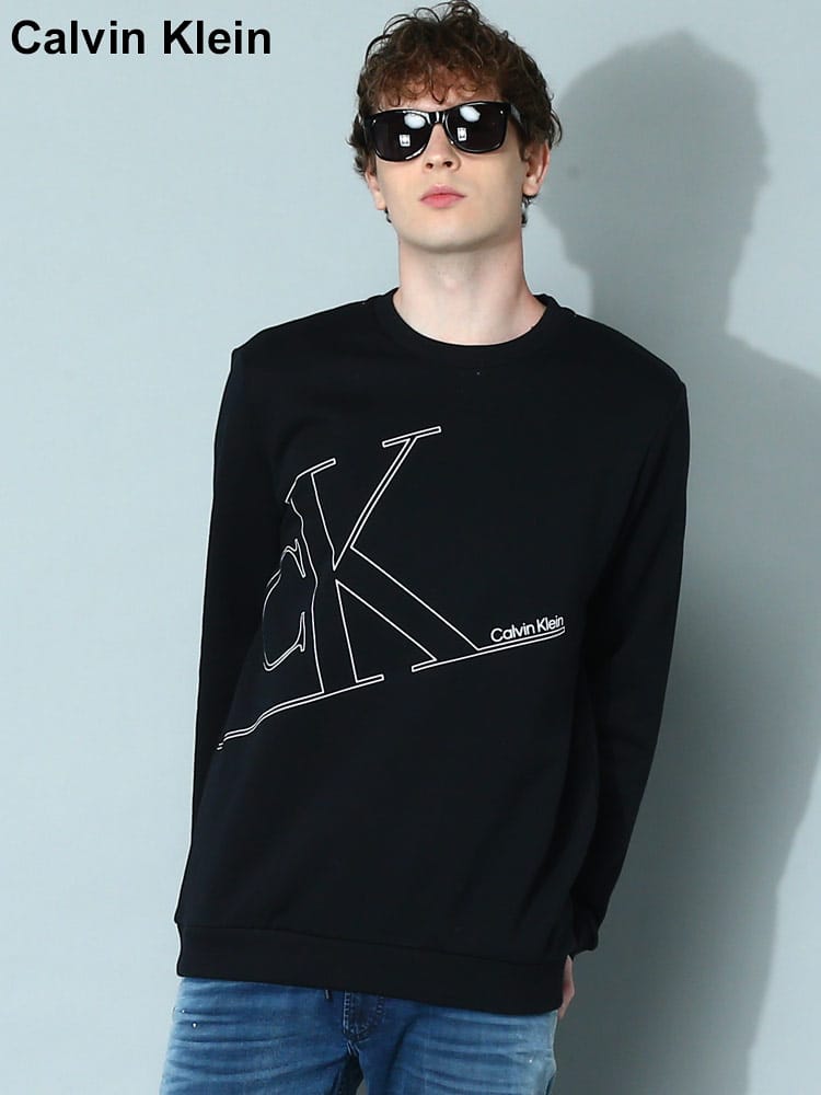 Calvin Klein (カルバンクライン) 裏起毛 BIGロゴ クルーネック 