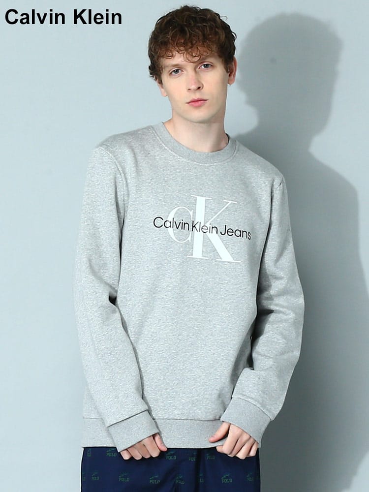 Calvin Klein (カルバンクライン) 裏起毛 ロゴプリント クルーネック トレーナー CK40GC200 メンズ ブランド