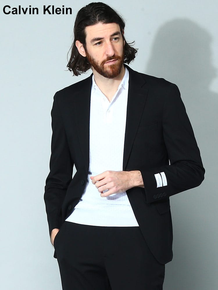 Calvin Klein (カルバンクライン) ストレッチ 無地 シングル ジャケット SLIMFIT CKMODESTO7RY メンズ ブランド