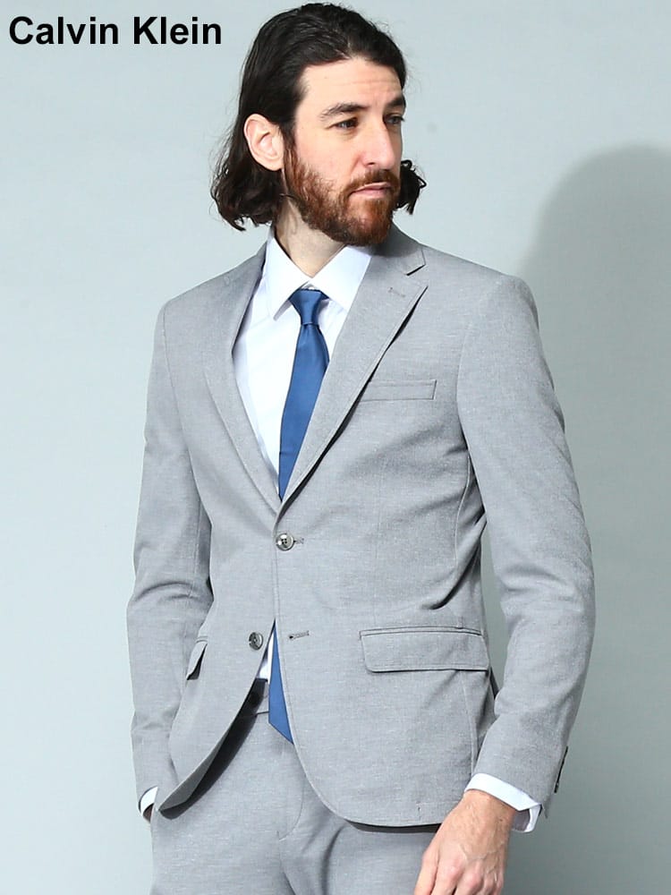 Calvin Klein (カルバンクライン) ストレッチ 無地 シングル ジャケット SLIMFIT CKMODESTO70Y メンズ ブランド