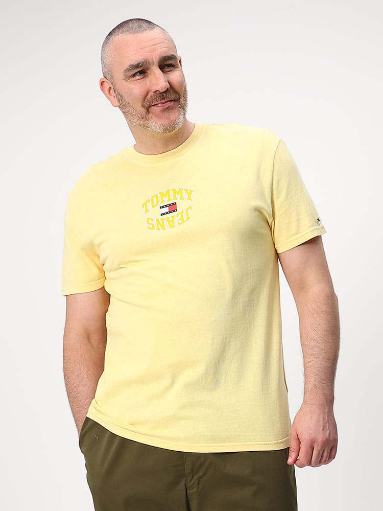 大きいサイズ メンズ TOMMY JEANS (トミージーンズ) ロゴプリント クルーネック 半袖 Tシャツ CLSC ARCHED LOGO TEE