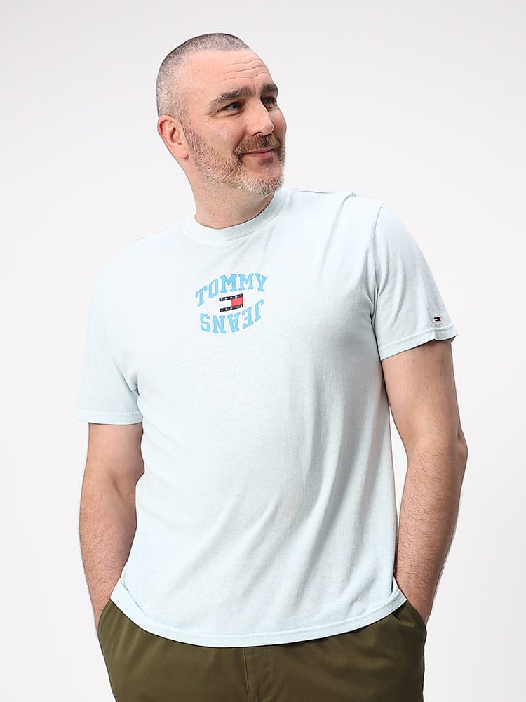 大きいサイズ メンズ TOMMY JEANS (トミージーンズ) ロゴプリント クルーネック 半袖 Tシャツ CLSC ARCHED LOGO TEE
