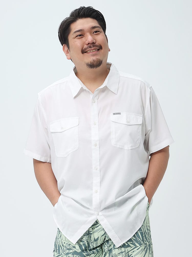 大きいサイズ メンズ Columbia (コロンビア) ドライ ポケット 半袖 シャツ OMNI-SHADE UTILIZER 2  SOLID