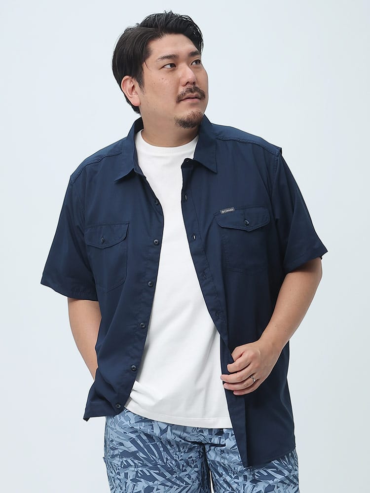 大きいサイズ メンズ Columbia (コロンビア) ドライ ポケット 半袖 シャツ OMNI-SHADE UTILIZER 2  SOLID