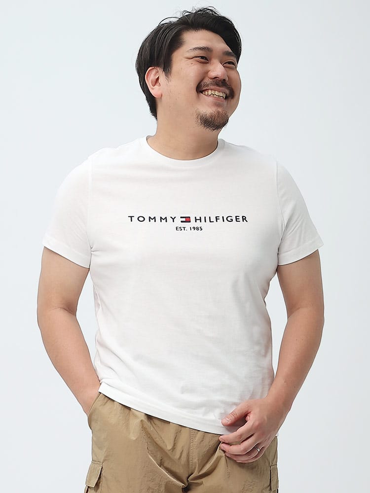 大きいサイズ メンズ TOMMY HILFIGER (トミーヒルフィガー) ロゴ刺繍 クルーネック 半袖 Tシャツ