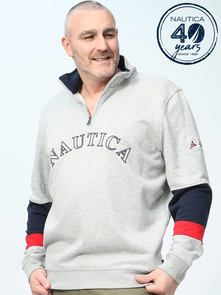 裏起毛 袖ライン ハーフジップ 長袖 プルオーバー (NAUTICA) ノーティカ 大きいサイズ メンズ 