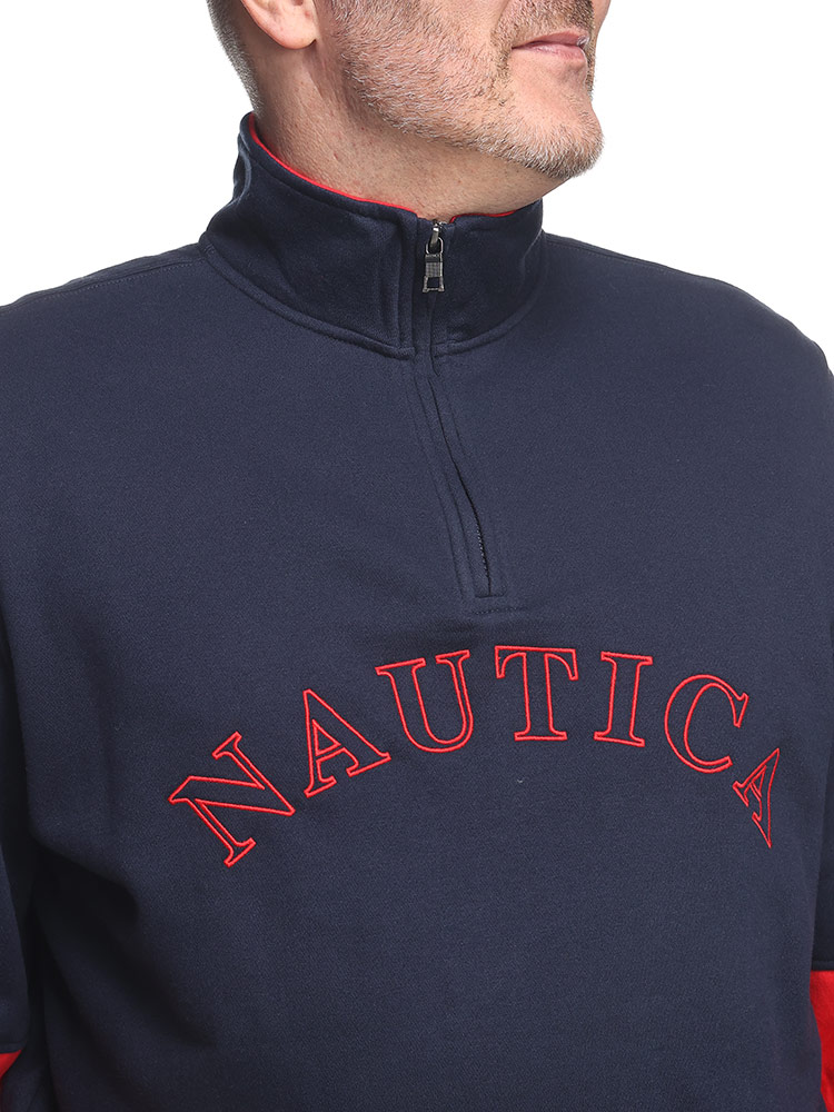 裏起毛 袖ライン ハーフジップ 長袖 プルオーバー (NAUTICA 