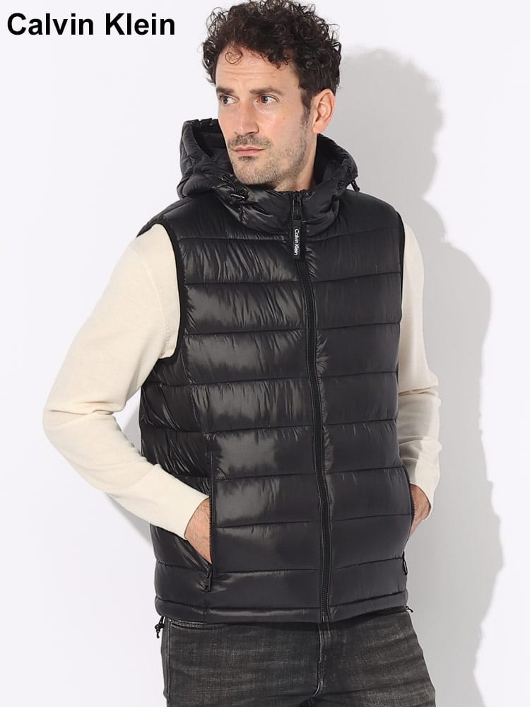 Calvin Klein (カルバンクライン) フード フルジップ 中綿 ベスト CKCM255202 ブランド メンズ 男性 アウター