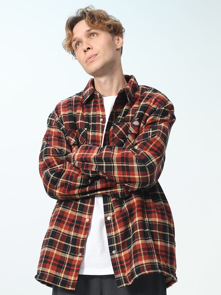 Dickies (ディッキーズ) 裏ボア チェック フランネル 長袖 シャツ