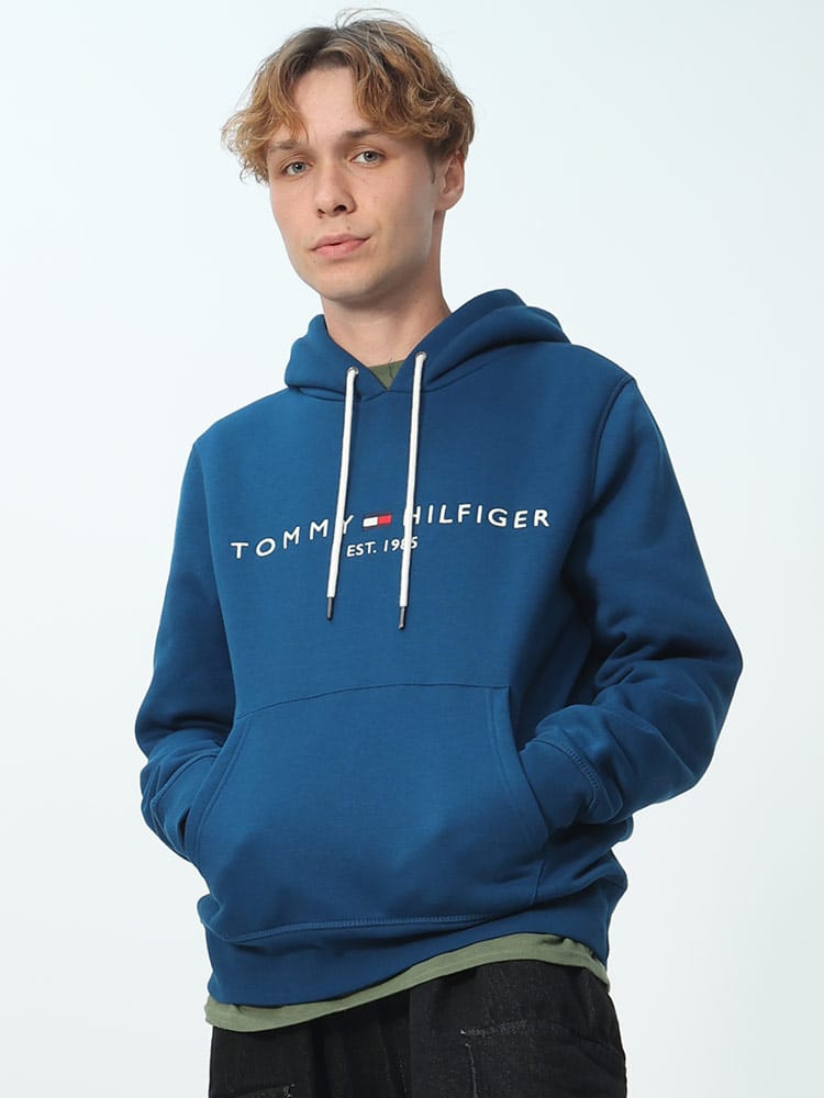 TOMMY HILFIGER (トミーヒルフィガー) 裏起毛 ロゴ刺繍 プルオーバー パーカー
