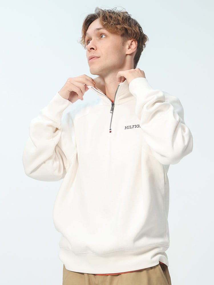 TOMMY HILFIGER (トミーヒルフィガー) 裏起毛 ハーフジップ プルオーバー