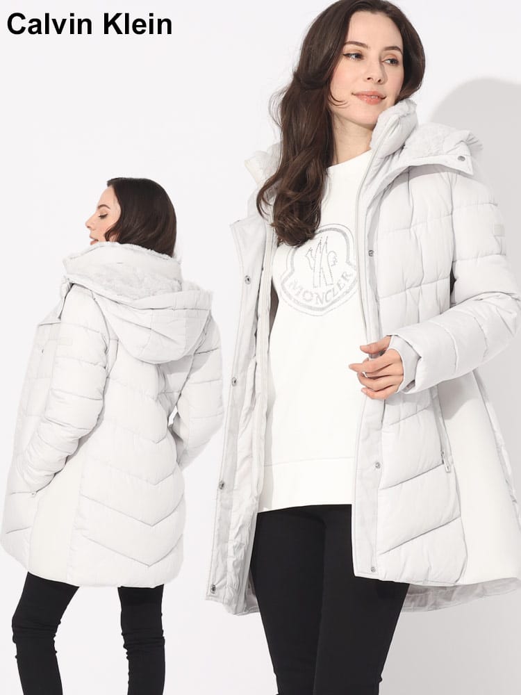 Calvin Klein (カルバンクライン) フード裏ボア フルジップ 中綿コート CKLCW303629 ブランド レディース アウター