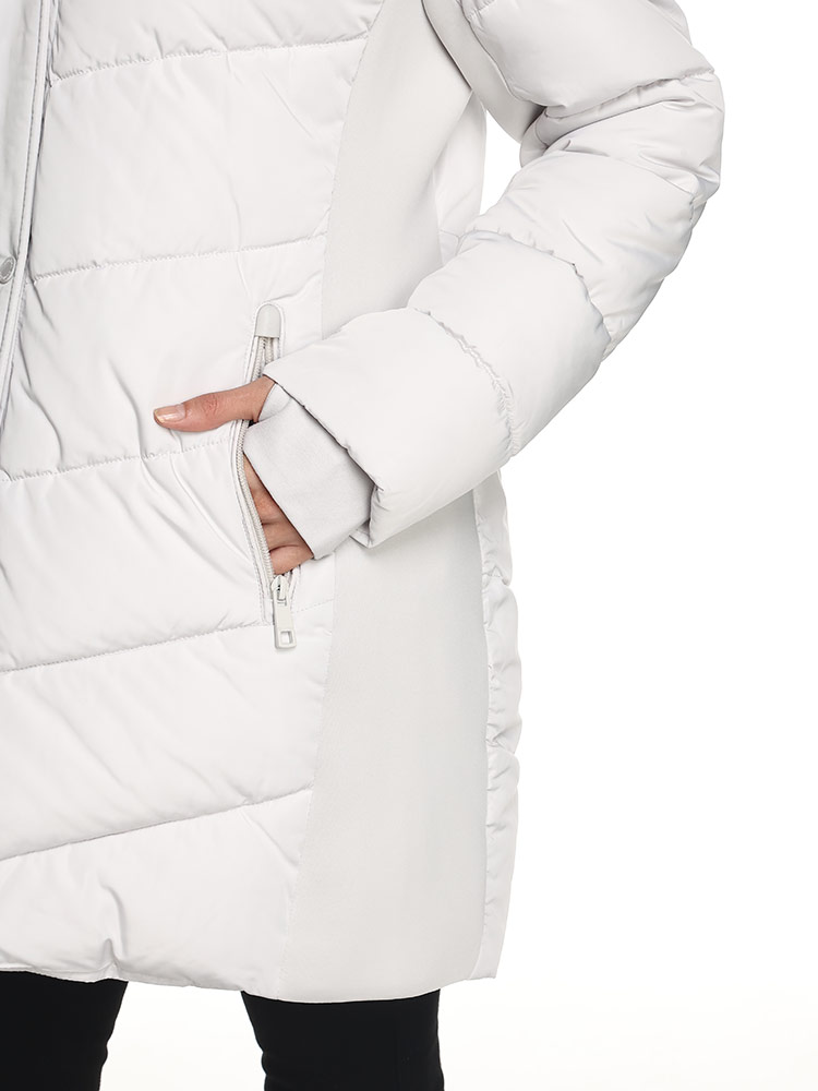Calvin Klein (カルバンクライン) フード裏ボア フルジップ 中綿コート 