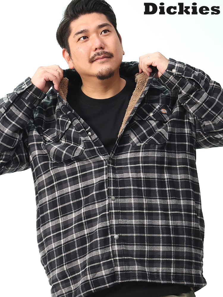 裏ボア チェック フランネル 長袖 シャツ (Dickies