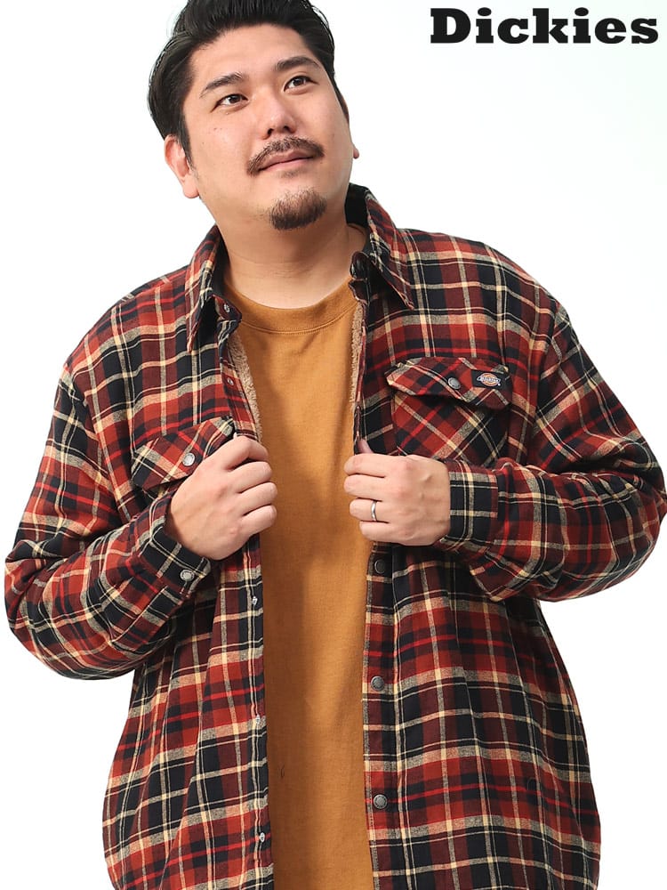 裏ボア チェック フランネル 長袖 シャツ (Dickies) ディッキーズ 