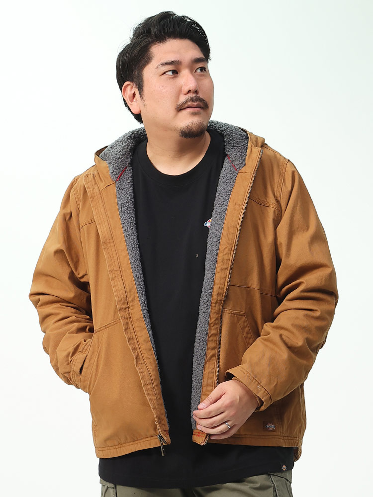 裏ボア フルジップ シェルパジャケット (Dickies) ディッキーズ 大きい