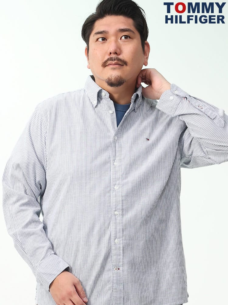 ストレッチ ボタンダウン 長袖 オックスシャツ (TOMMY HILFIGER) トミーヒルフィガー 大きいサイズ メンズ