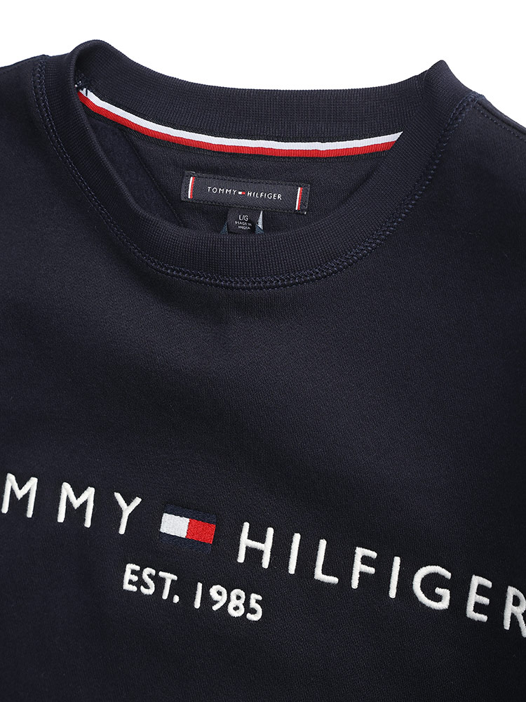 TOMMY HILFIGER (トミーヒルフィガー) 裏起毛 ロゴ刺繍 クルーネック