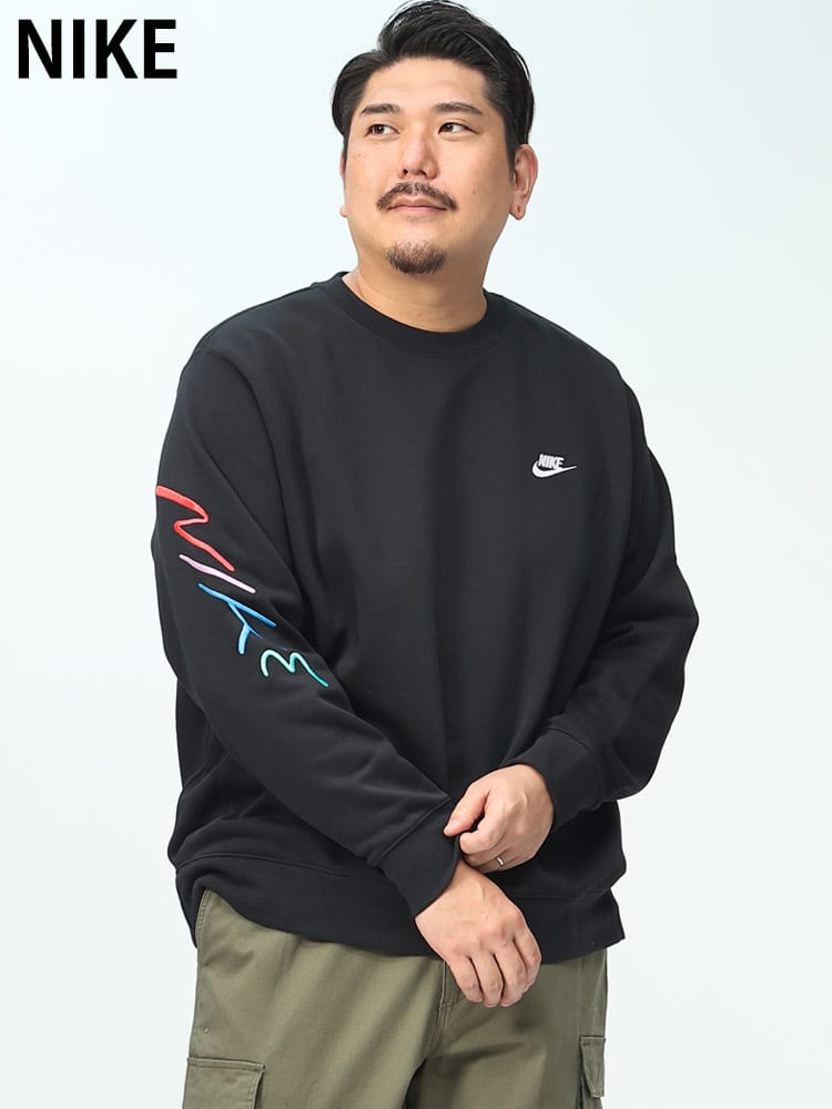 Nike Club Fleece Brushed Back Graphic Crew ロゴ クルーネック トレーナー スウェット (NIKE) ナイキ 大きいサイズ メンズ 