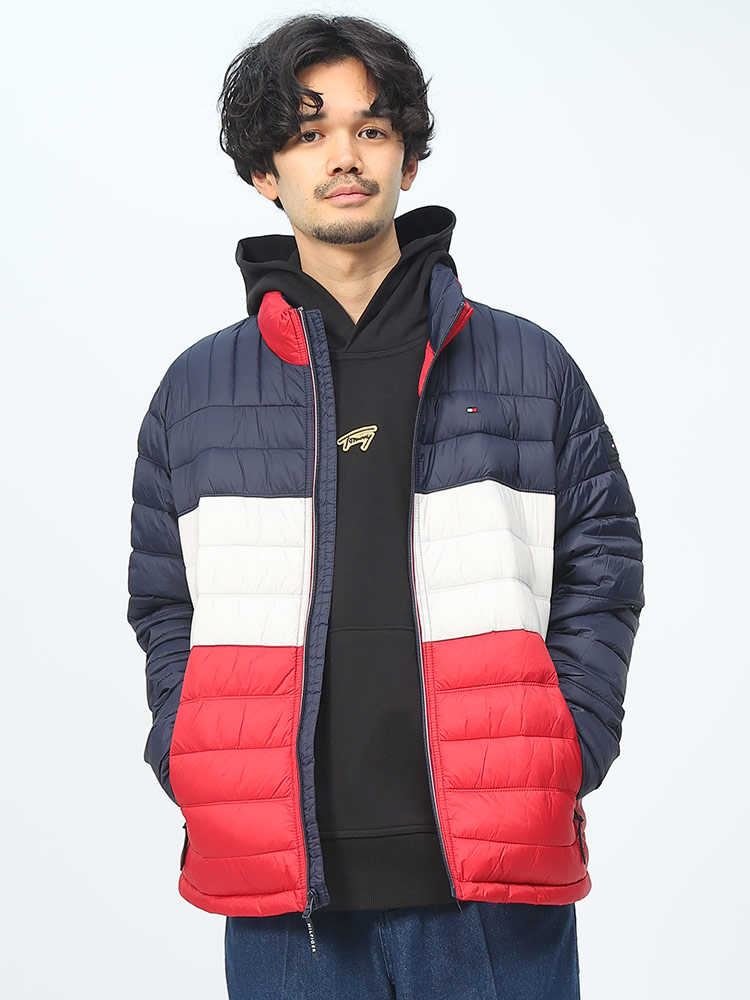 TOMMY HILFIGER (トミーヒルフィガー) パッカブル トリコロール フルジップ 中綿ジャケット NYLON POLY FILLED LOGO PACKABLE