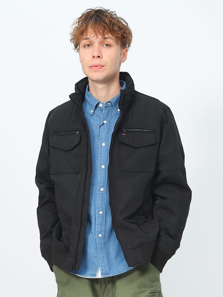 TOMMY HILFIGER (トミーヒルフィガー) フード収納 フルジップ ボンバージャケット PERFORMANCE BOMBER