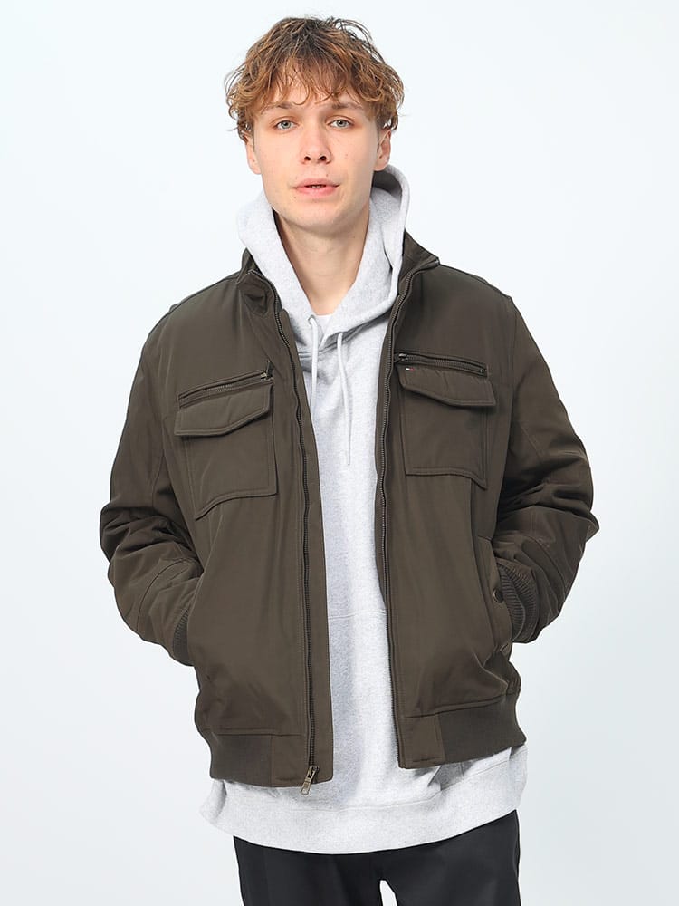 TOMMY HILFIGER (トミーヒルフィガー) フード収納 フルジップ ボンバージャケット PERFORMANCE BOMBER