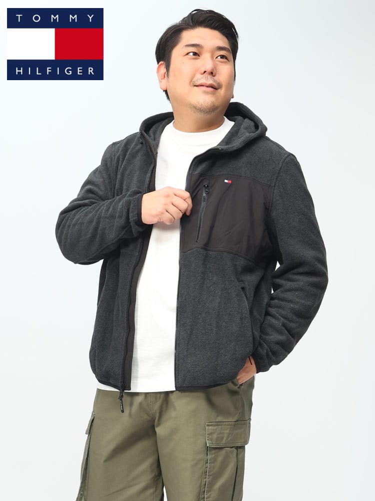 TOMMY HILFIGER トミーヒルフィガー フリースジャケット ブランド アウター ジップパーカー フード アメカジ 大きいサイズ メンズ