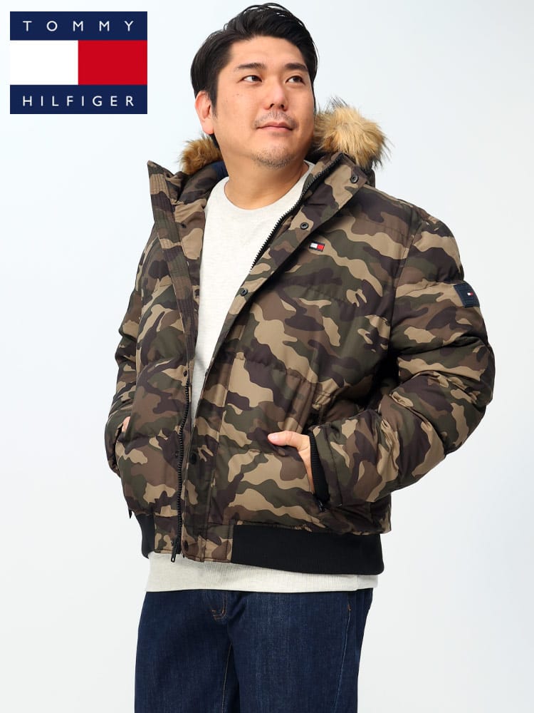 TOMMY HILFIGER トミーヒルフィガー 中綿ジャケット ブランド アウター ブルゾン 黒 迷彩 アメカジ ショートアウター 大きいサイズ メンズ
