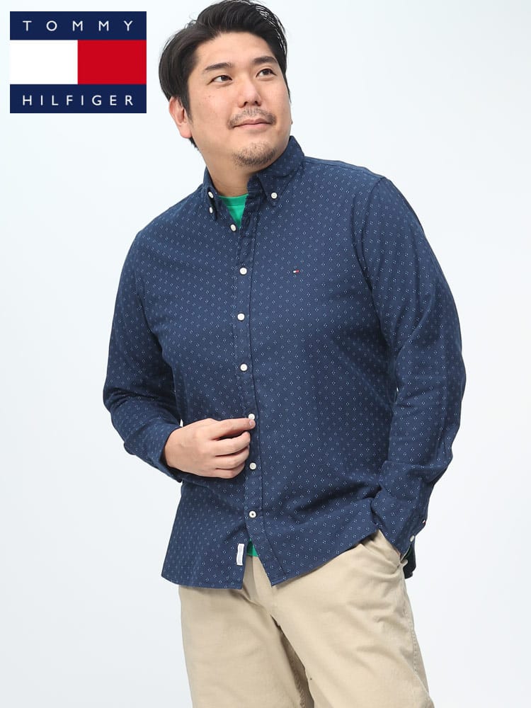 TOMMY HILFIGER トミーヒルフィガー ストレッチ 総柄 ボタンダウン 