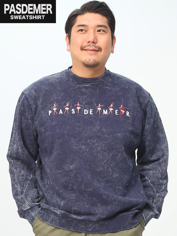 裏起毛 刺繍 クルーネック トレーナー BALLET SWEATSHIRT (PAS DE MER) パドゥメ 大きいサイズ メンズ 