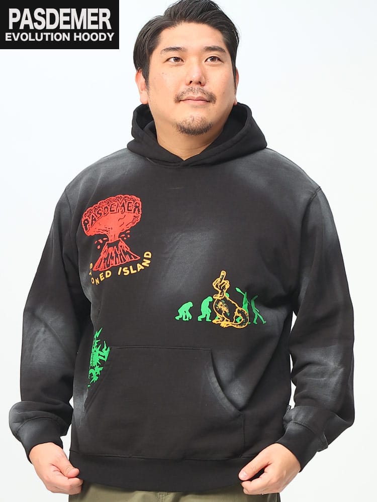 裏起毛 プリント プルオーバー パーカー EVOLUTION HOODY (PAS DE MER) パドゥメ 大きいサイズ メンズ 